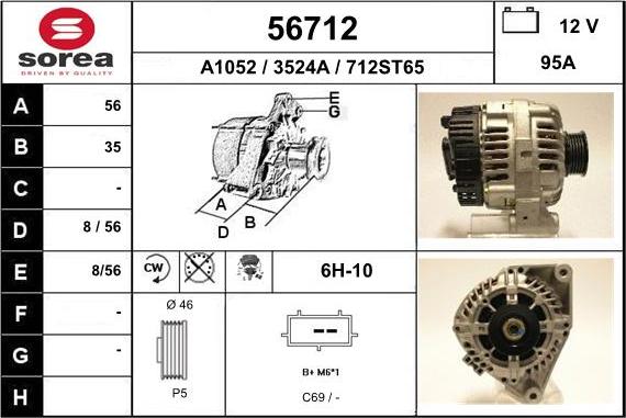 EAI 56712 - Alternator autospares.lv