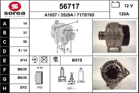 EAI 56717 - Alternator autospares.lv