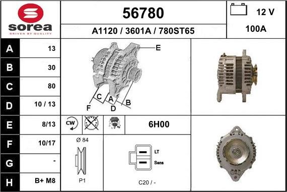 EAI 56780 - Alternator autospares.lv