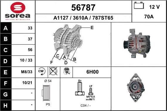 EAI 56787 - Alternator autospares.lv