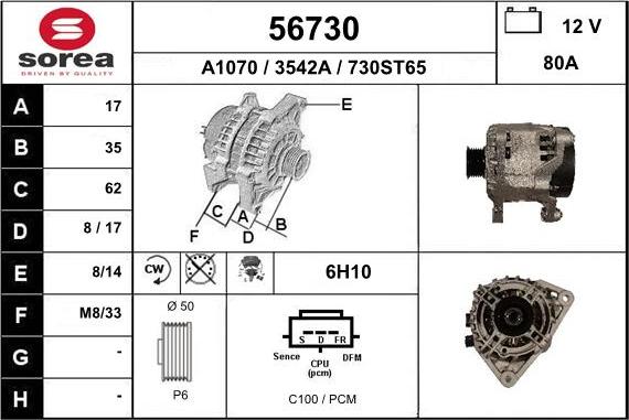 EAI 56730 - Alternator autospares.lv