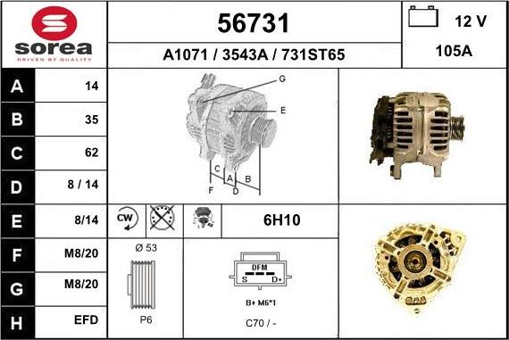 EAI 56731 - Alternator autospares.lv