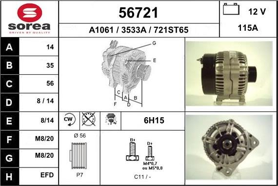 EAI 56721 - Alternator autospares.lv