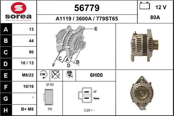 EAI 56779 - Alternator autospares.lv