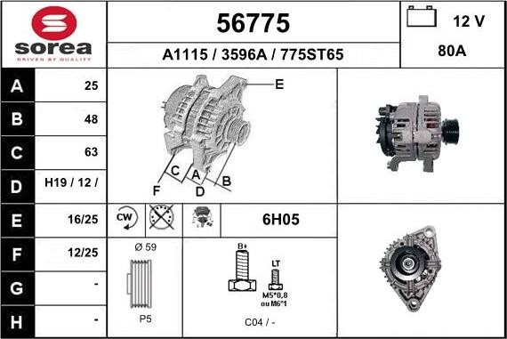 EAI 56775 - Alternator autospares.lv