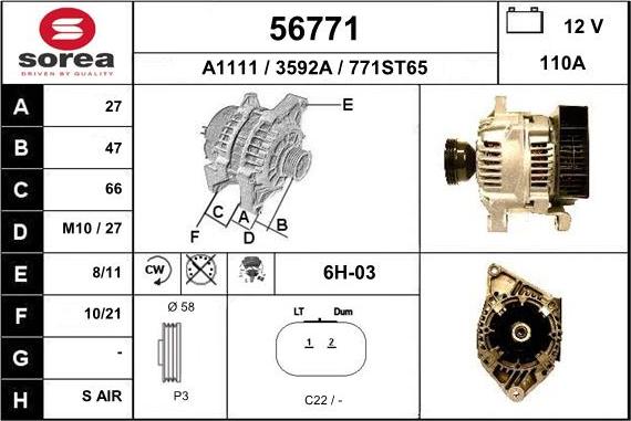 EAI 56771 - Alternator autospares.lv