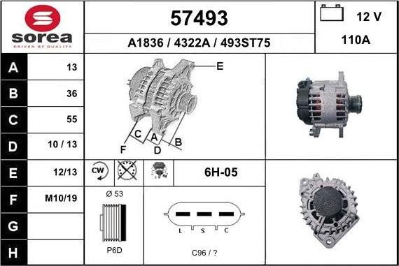 EAI 57493 - Alternator autospares.lv