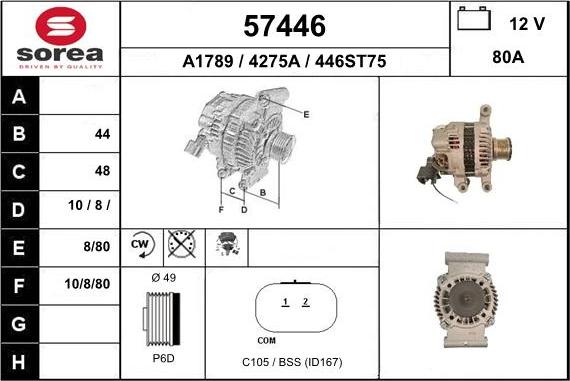 EAI 57446 - Alternator autospares.lv