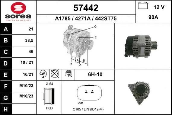 EAI 57442 - Alternator autospares.lv