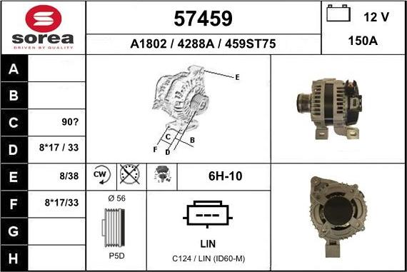 EAI 57459 - Alternator autospares.lv