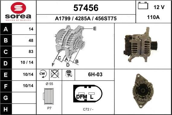 EAI 57456 - Alternator autospares.lv