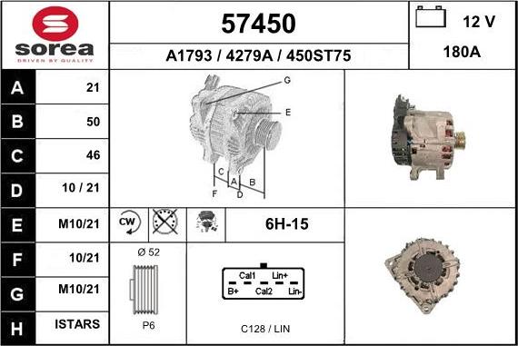 EAI 57450 - Alternator autospares.lv