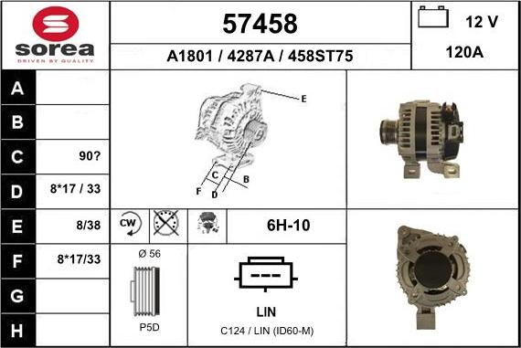 EAI 57458 - Alternator autospares.lv