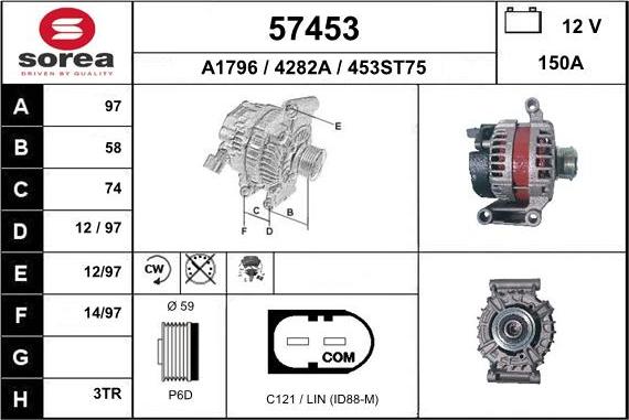 EAI 57453 - Alternator autospares.lv