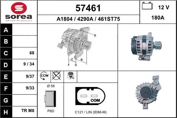 EAI 57461 - Alternator autospares.lv