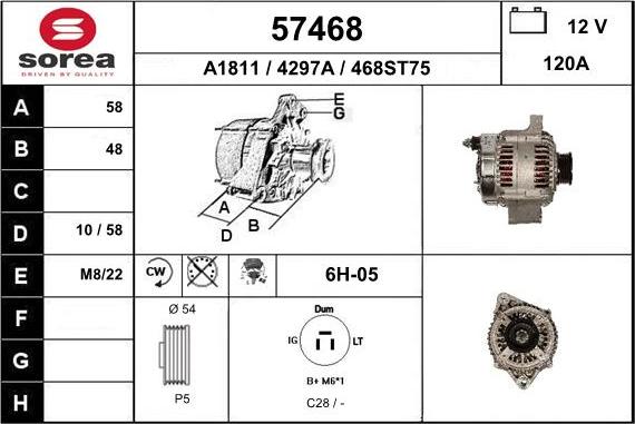 EAI 57468 - Alternator autospares.lv