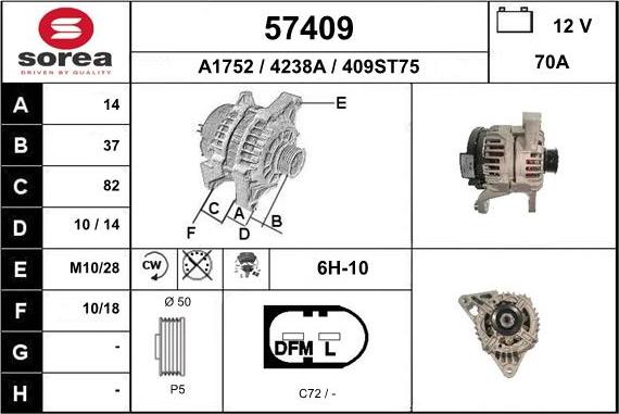 EAI 57409 - Alternator autospares.lv