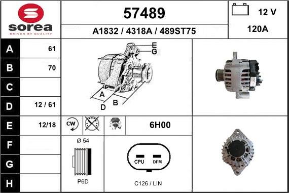 EAI 57489 - Alternator autospares.lv