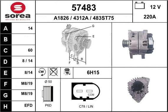 EAI 57483 - Alternator autospares.lv