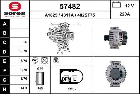 EAI 57482 - Alternator autospares.lv