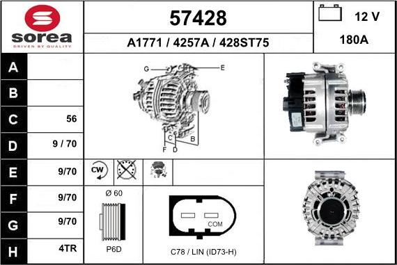 EAI 57428 - Alternator autospares.lv