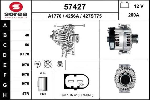 EAI 57427 - Alternator autospares.lv