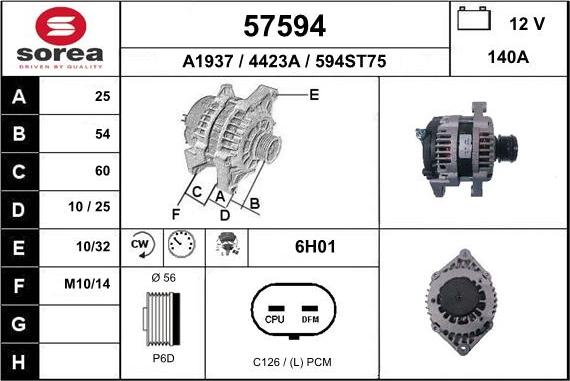 EAI 57594 - Alternator autospares.lv