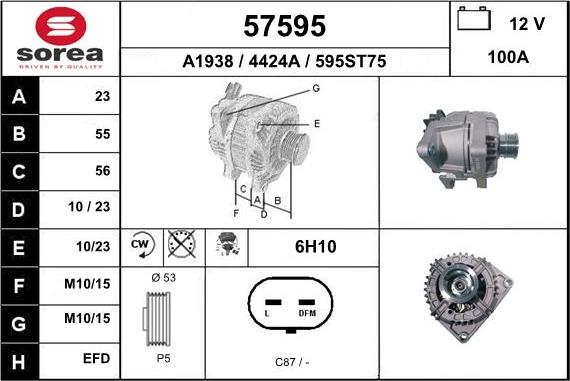 EAI 57595 - Alternator autospares.lv