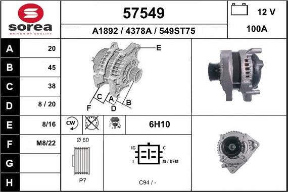 EAI 57549 - Alternator autospares.lv