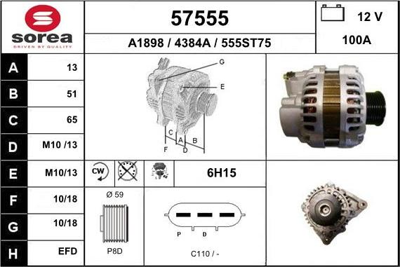 EAI 57555 - Alternator autospares.lv