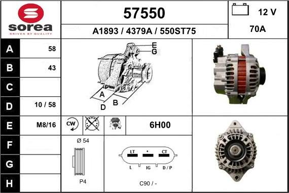 EAI 57550 - Alternator autospares.lv