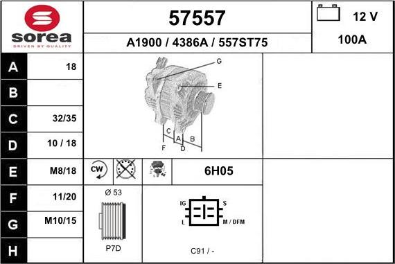 EAI 57557 - Alternator autospares.lv