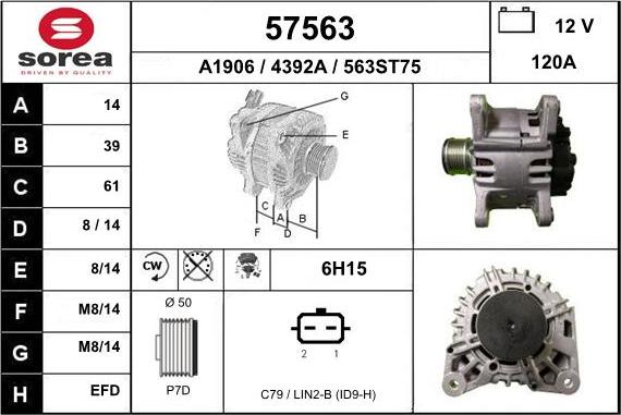 EAI 57563 - Alternator autospares.lv