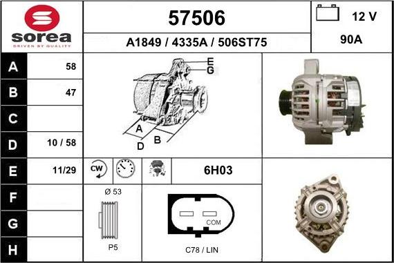 EAI 57506 - Alternator autospares.lv