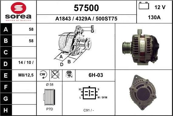 EAI 57500 - Alternator autospares.lv