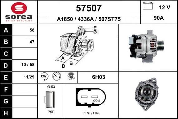 EAI 57507 - Alternator autospares.lv