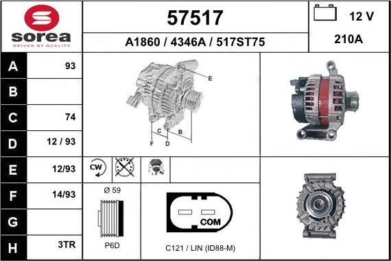 EAI 57517 - Alternator autospares.lv