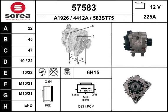 EAI 57583 - Alternator autospares.lv