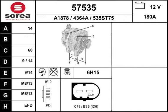 EAI 57535 - Alternator autospares.lv