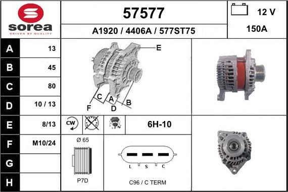 EAI 57577 - Alternator autospares.lv