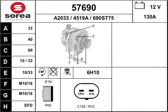 EAI 57690 - Alternator autospares.lv