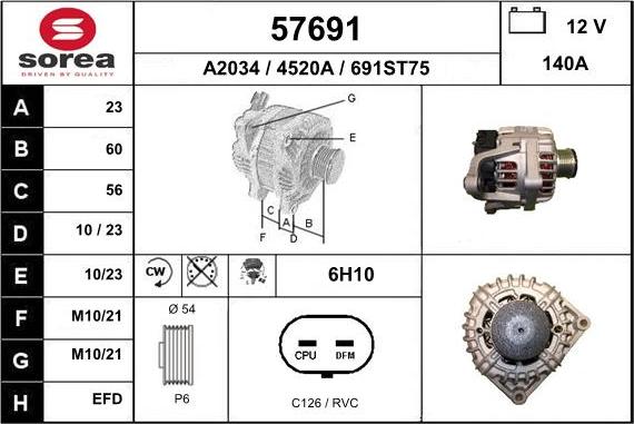 EAI 57691 - Alternator autospares.lv