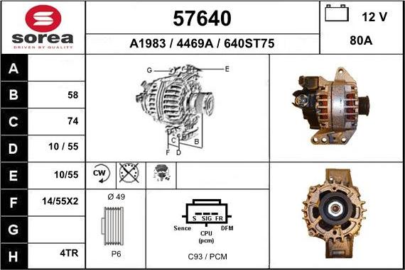 EAI 57640 - Alternator autospares.lv