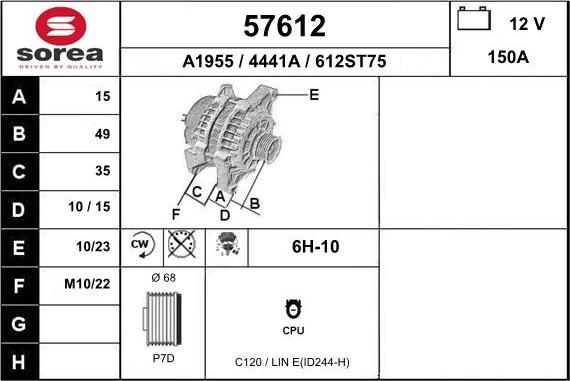 EAI 57612 - Alternator autospares.lv