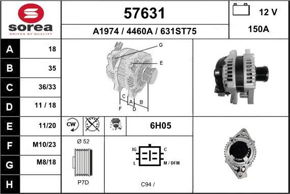 EAI 57631 - Alternator autospares.lv