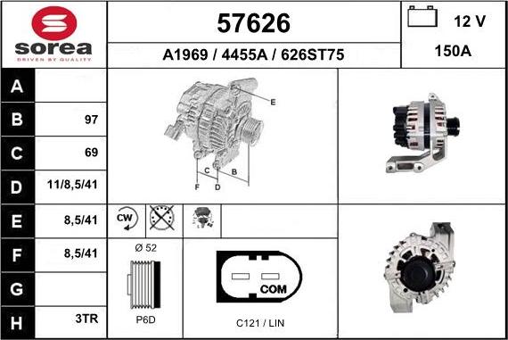 EAI 57626 - Alternator autospares.lv