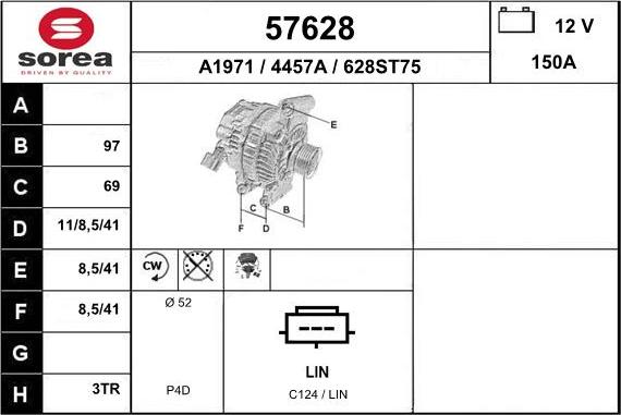 EAI 57628 - Alternator autospares.lv