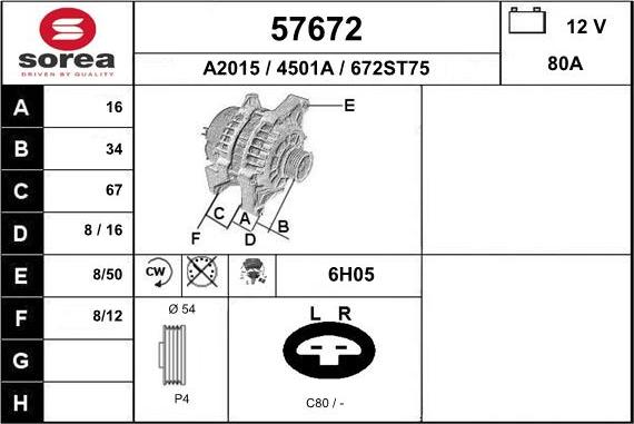 EAI 57672 - Alternator autospares.lv