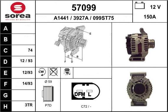 EAI 57099 - Alternator autospares.lv