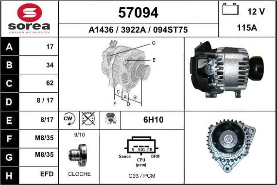 EAI 57094 - Alternator autospares.lv